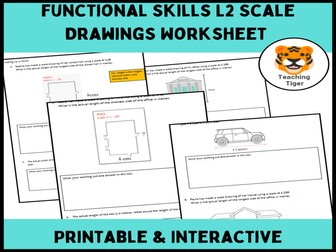 Scale Drawing Worksheet L2 | Functional Skills Maths | Real-Life Scale Questions + Answers