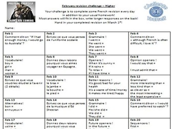 GCSE French F&H Daily Revision Challenge - February