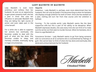 Macbeth Character Sheets