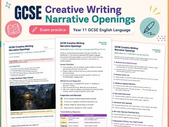 GCSE Creative Writing Narrative Openings - Image Prompt Workbook for Year 11