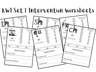 RWI Set 1 Special Friends Intervention Worksheets