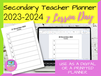 Secondary Teacher Planner 2023-2024 – 7 Lesson Day