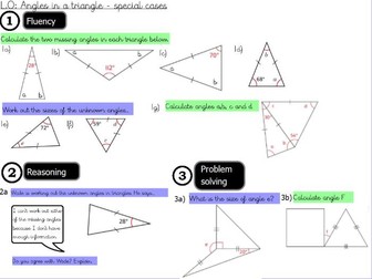 Geometry- Angles in a triangle- special cases- Year 6