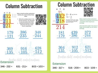 Subtraction pack. Primary aged children. Perfect for homework or interventions.