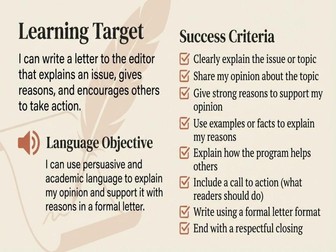 Grade 5 Persuasive Writing | Letter to the Editor: Community Garden (Module 10)