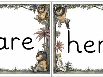 Where the wild things are themed Phase 3 tricky word cards