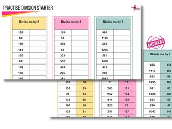 Converting Improper Fractions Starter - Practise Division