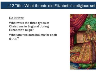 GCSE AQA History Elizabethan England, 1568-1603 3.2 - Puritans and Religious Settlement Reaction