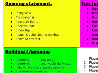 Oracy and debate sentence stems. Print our for display or as individual cards.