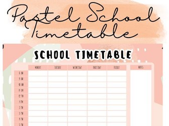 Class Schedule School Timetable in Pastel Pink, Black, and Green Handdrawn Style Teacher Student