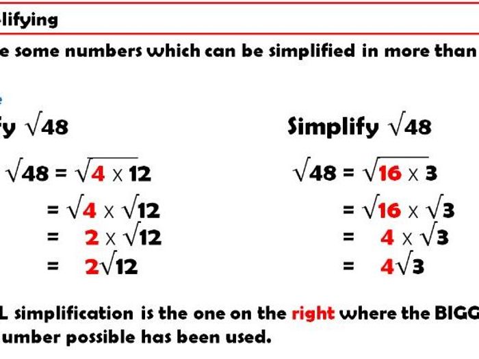 Introducing And Simplifying Surds | Teaching Resources