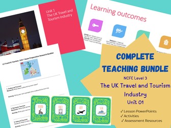 NCFE Level 3 Travel & Tourism – Unit 1 The Travel and Tourism Industry | Complete Lesson & Assessmen