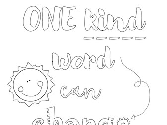 Anti-Bullying Week 2021 Colouring Poster - One Kind Word