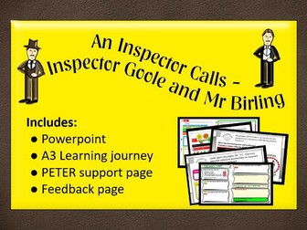 An Inspector Calls - Mr Birling and Inspector Goole - Powerpoint, learning journey and feedback page