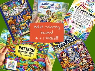 4 + 1 FREE Adult Colouring Books