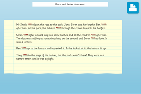 Verbs Interactive Cloze Activity - Guy Fawkes KS2