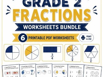 Grade 2 Fractions Worksheets Bundle | Printable PDF