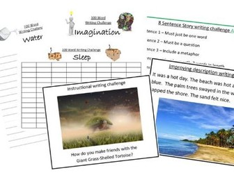 KS2 Writing Challenges  (18 challenges plus  16 x '100-word' challenges on different topics)