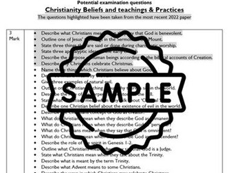 *UPDATED* OCR Religious Studies GCSE example questions Christianity Beliefs, teachings & practices