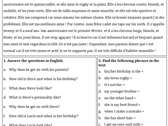 French Family Relationships Worksheets