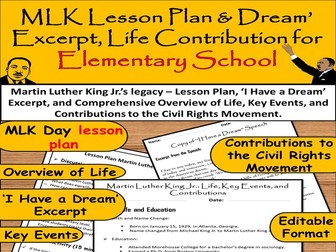 Martin Luther King Jr Lesson Plan for Elementary School – Life and ‘I Have a Dream’ Excerpt