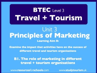 BTEC L3 Travel+Tourism: U3. Marketing B1. Role of marketing