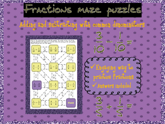 Adding and subtracting fractions: common denominators maze