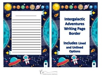 Intergalactic Adventures Space Writing Page Border: Lined and Unlined Options