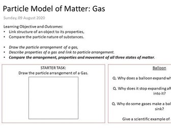 Particle Model of Matter - Gas Lesson