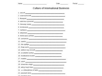 International Business in Agriculture Word Scramble