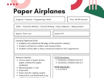 Paper Airplane Investigation Lesson Plan