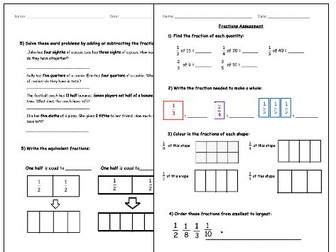Fractions Assessment - Differentiated