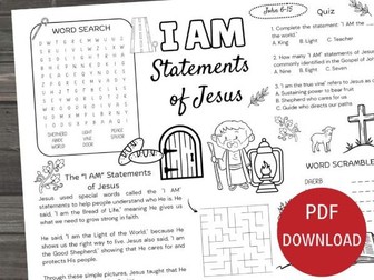 I Am Statements of Jesus Activity Placemat