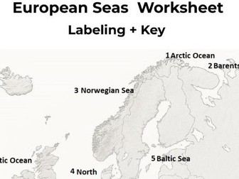 Europe: Seas – Labeling Map Activity (With Answers)
