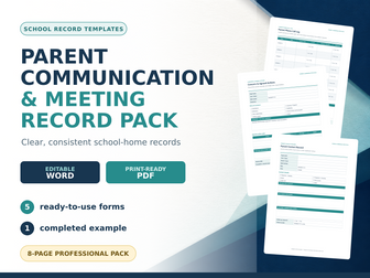 Parent Communication & Meeting Pack