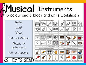 Musical Instruments to Label and Write