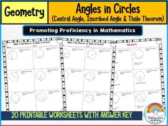 Angles in Circles (Central Angle, Inscribed Angle & Thales’ Theorem) Worksheets | Geometry Practice
