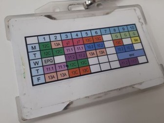 Lanyard timetable - for back of ID card