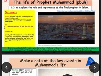 The life and teachings of prophet Muhammad PBUH KS4  9-1
