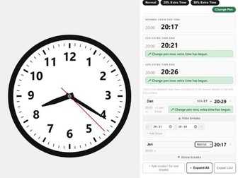 Exam Clock with Extra Time Calculator