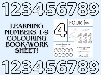 Numbers Worksheet Digital Colouring Book - 10 Pages - Perfect for Kids and School!