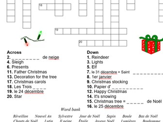 Joyeux Noël Wordsearch and Crossword