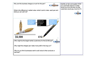 Edexcel GCSE Business 9-1   1.1 Business activity – How Businesses Add Value and create a USP