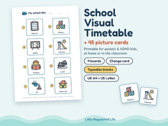 School Visual Timetable – 45 Picture Cards