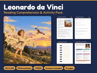 Leonardo da Vinci Reading Comprehension KS1 KS2 | Differentiated Activity Pack