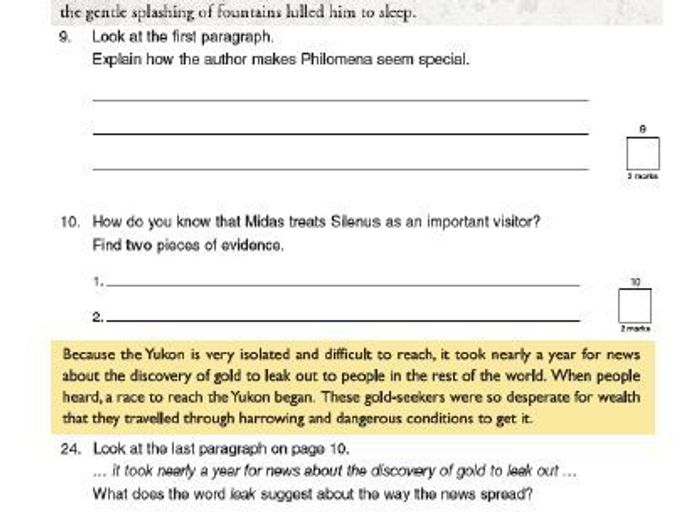 KS2 SAT Reading Test Practice 'long Answer' Questions (with Text ...