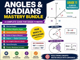 Angles & Radians Mastery Bundle — Editable PowerPoint, 60 Conversion Questions, Applied Problems & A