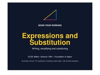 Expressions and Substitution GCSE Maths Revision Pack | Edexcel 1MA1 | Worked Answers