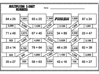 Multiplying 2-digit numbers maze