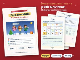Spanish Christmas Pack: ¡Feliz Navidad! Spanish Christmas Traditions Activities, Ages 7-11